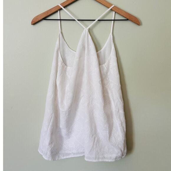 Loft White Embroidered Tank Top Camisole Size xs - Picture 4 of 6